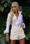 SHORTS  BORD INDUSTRIAL C/ REC EM TRICO FEMININO NATURAL PERFECT WAY