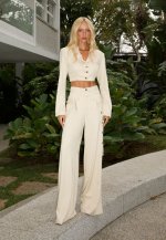 CALÇA COS ALTO ALFAIATARIA C/ CINTO FEMININA BEGE PERFECT WAY