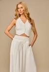 SAIA MAXI MIDI FEMININA EVASE CÓS DUPLO OFF WHITE PERFECT WAY