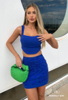 CONJUNTO DE CROPPED + SAIA C/ TERMO AZUL PERFECT WAY
