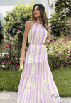 CONJUNTO BLUSA mais SAIA LONGA ESTAMPADA AMARELO / LILAS PERFECT WAY