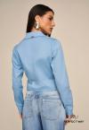 CAMISA VISTA PUNHOS BOTAO FEMININA AZUL PERFECT WAY