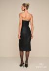 SAIA MIDI COURO SINTETICO (PU) COM FENDA FEMININA PRETO PERFECT WAY