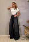 CALÇA WIDE LEG FEMININA CÓS ALTO BLACK JEANS PERFECT WAY