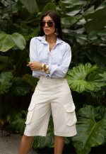 BERMUDA SARUEL C/ BOLSOS UTILITARIOS OFF WHITE PERFECT WAY