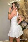 VESTIDO FEMININO COM PREGAS off white PERFECT WAY