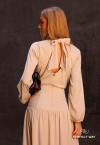 CONJUNTO FEMININO BLUSA + SAIA MAXI MIDI COM BORDADO INDUSTRIAL CRU PERFECT WAY