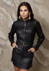 JAQUETA COURO (PU) FEMININA PRETO PERFECT WAY