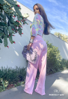 CONJUNTO CROPPED ESTAMPADO + CALÇA WIDE LEG VERDE / ROSA PERFECT WAY