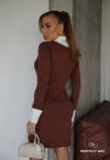 VESTIDO DEC V GOLA CAMISA FIXA FEMININO cacau c/ off white PERFECT WAY