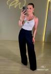CALÇA FEMININA WIDE LEG AZUL MARINHO PERFECT WAY