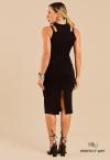 VESTIDO MIDI COM BORDADO INDUSTRIAL  PRETO PERFECT WAY