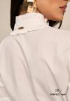 CAMISA CROPPED BABADO E FRANZIDO NA GOLA E PUNHOS FEMININO OFF WHITE PERFECT WAY