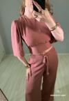 BLUSA CROPPED FEMININA ROSA ENVELHECIDO PERFECT WAY