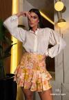 SHORTS-SAIA FEMININO bege c/ verde PERFECT WAY