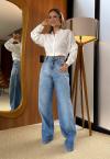 CALÇA WIDE LEG  INTERMEDIARIO FEMININA JEANS ESTONADO PERFECT WAY