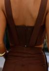 JARDINEIRA FEMININA C/ BOLSOS MARROM CAFÉ PERFECT WAY