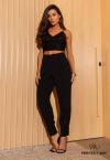 CONJUNTO CROPPED + CALÇA JOGGER PRETO PERFECT WAY