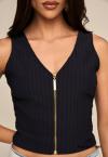 CROPPED DECOTE V C/ ZIPER FEMININA PRETO PERFECT WAY