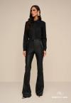 CAMISA C/ ACESSORIO GRAVATA BORD INDUSTRIAL FEMININA PRETO PERFECT WAY