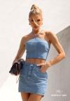 Perfect Way - CONJUNTO CROPPED + SAIA CURTA AZUL JEANS