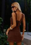 JARDINEIRA FEMININA C/ BOLSOS MARROM CAFÉ PERFECT WAY