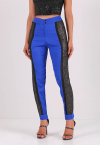 CONJUNTO BLAZER COM RECORTE DE PAETÊ + CROPPED + CALÇA  AZUL COM PRETO PERFECT WAY
