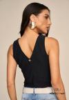 CROPPED DECOTE V C/ ZIPER FEMININA PRETO PERFECT WAY