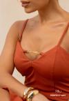 VESTIDO FEMININO COM DETALHES TERRACOTA PERFECT WAY