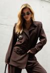 BLAZER  C/ BORD INDUSTRIAL FEMININO MARROM CAFÉ PERFECT WAY