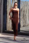VESTIDO MAXI MIDI FEMININO marrom ( cafe) PERFECT WAY