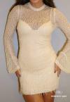 VESTIDO CURTO FEMININO MANGAS FLARE COM BORDADO MANUAL + BOUDOIR PESSEGO PERFECT WAY