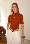 Perfect Way - T-SHIRT FEMININA  JUSTA GOLA ALTA MARROM