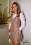 VESTIDO FEMININO CURTO C/ PREGAS    MARROM PERFECT WAY