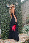 VESTIDO LONGO FRENTE UNICA C/ DETALHES  PRETO PERFECT WAY