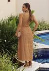 VESTIDO FEMININO MIDI bege PERFECT WAY