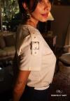T-SHIRT COM MARTINGALE FIVELA FEMININA MARFIM PERFECT WAY
