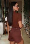 SHORTS MALHA TEXTURIZADA  FEMININO cacau c/ doce de leite PERFECT WAY