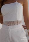 CROPPED FEMININO COM BORDADO MANUAL 491 OFF WHITE PERFECT WAY