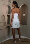 VESTIDO CURTO FEMININO SEM ALÇA COM SOBREPOSIÇÃO OFF WHITE PERFECT WAY