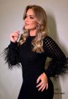 VESTIDO FEMININO CURTO TRICÔ COM BORDADO MANUAL PRETO PERFECT WAY