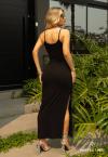 VESTIDO MAXI MIDI COM FENDA PRETO PERFECT WAY