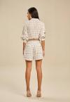SHORTS ESPORTIVO C/ GALOES FEMININO OFF WHITE C/ VERDE PERFECT WAY
