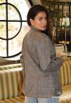 BLAZER FEMININO AZUL C/ MARROM PERFECT WAY