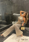 CONJUNTO CROPPED + CALÇA PANTALONA dourado PERFECT WAY