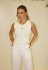 CALÇA COS ALTO E PUNHO FEMININA OFF WHITE PERFECT WAY