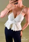 BLUSA FEMININA PEPLUM OFF WHITE PERFECT WAY