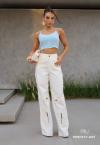 CALÇA FEMININA WIDE LEG OFF WHITE PERFECT WAY