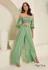 CONJUNTO CROPPED + CALCA PANTALONA verde PERFECT WAY