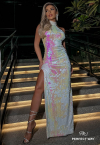 VESTIDO LONGO C/ FENDA E RECORTE BORDADO  BRANCO FURTA COR PERFECT WAY